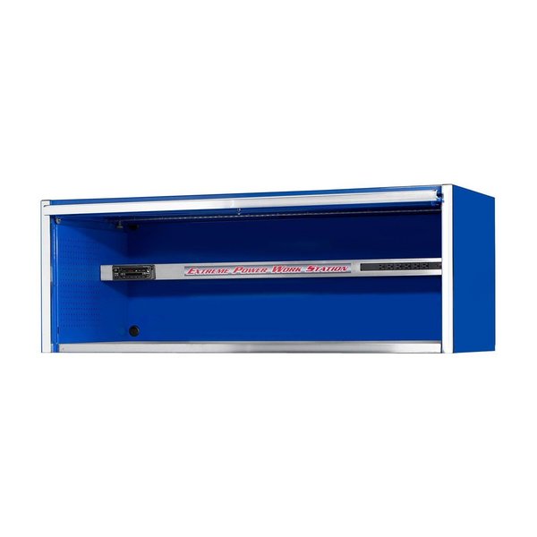 Extreme Tools 72"W x 30"D Pro Extreme Power Workstation Hutch Blue w Chrome Handle EX7201HCBL